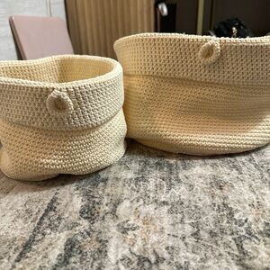 Set of Two Cream Crochet Baskets